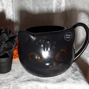Rae Dunn Two Sided Black Cat Mug NWOT